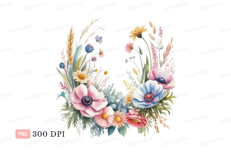 Pastel floral wreath arrangement flowers