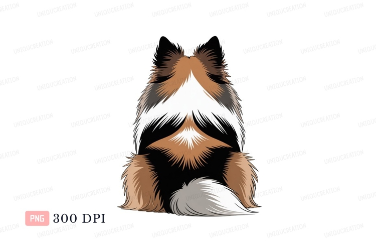 Fluffy dog sitting black background canine animal
