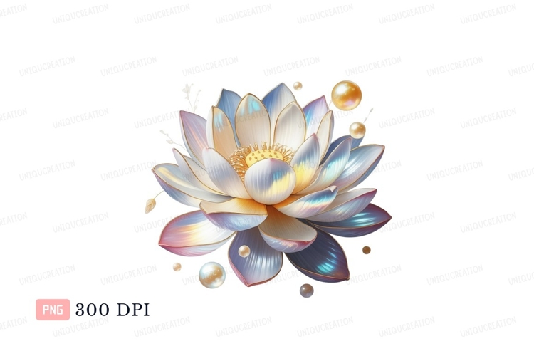 Iridescent Lotus Flower With Pearls gold