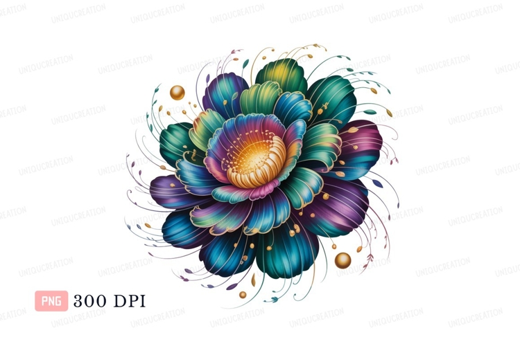 Vibrant iridescent flower bloom colorful