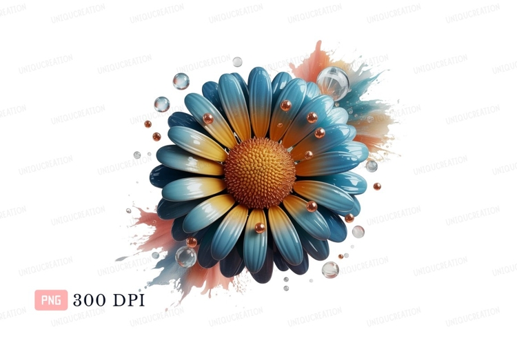 Blue yellow flower splash petals