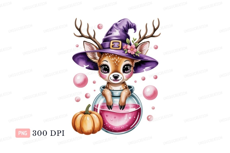 Cute deer witch potion pumpkin image