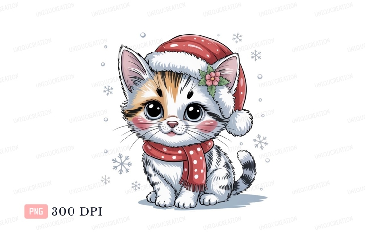 Adorable festive feline with winter accessories kitten