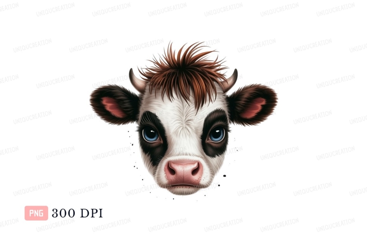 Young cow face blue eyes calf animal