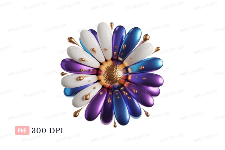 Metallic flower petals with gold accents white