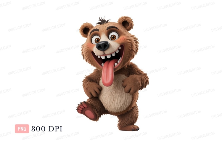 Funny brown bear with tongue out cartoon