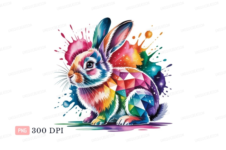 Colorful geometric bunny rabbit splash image