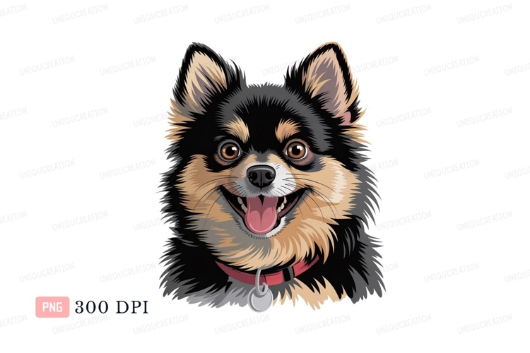 Fluffy Pomeranian dog portrait black