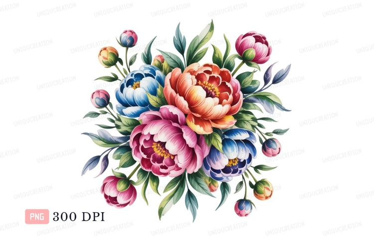 Colorful peony bouquet floral arrangement pink
