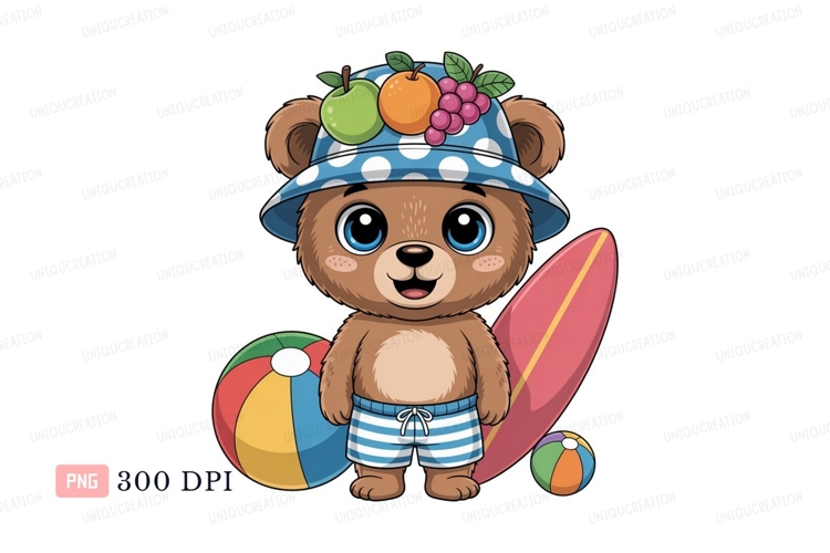 Teddy bear summer vacation beach