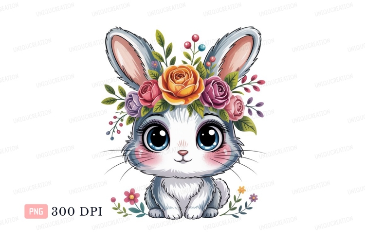 Fluffy bunny floral crown rabbit flowers
