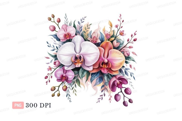 Orchid bouquet floral arrangement pink white