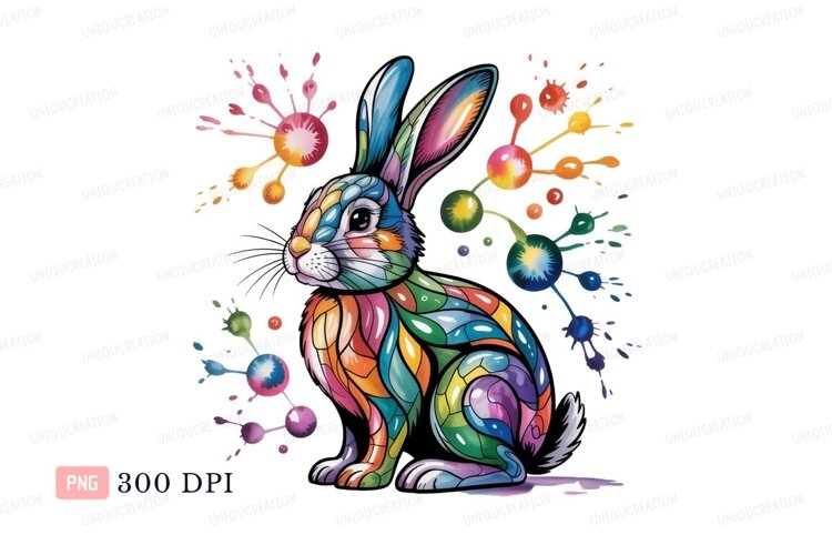 Color Rabbit Designs Colorful rabbit with paint splashes bunny rainbow (6147568)