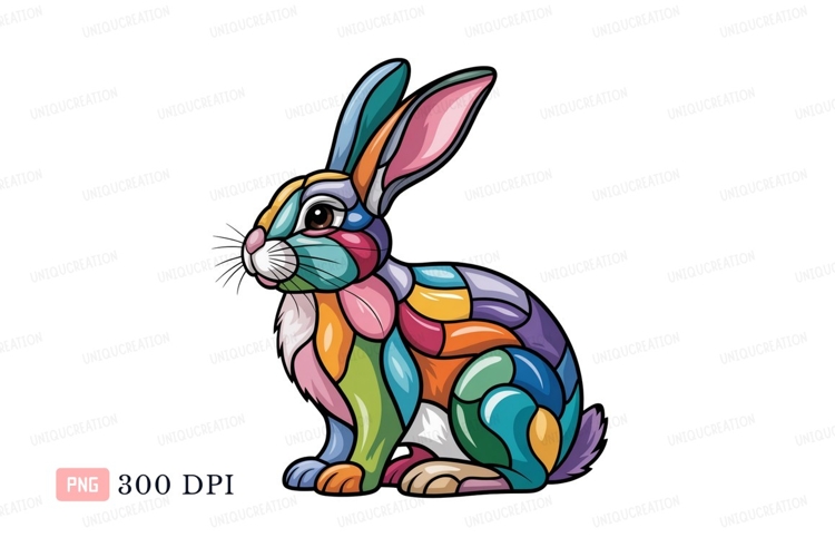 Colorful mosaic rabbit illustration