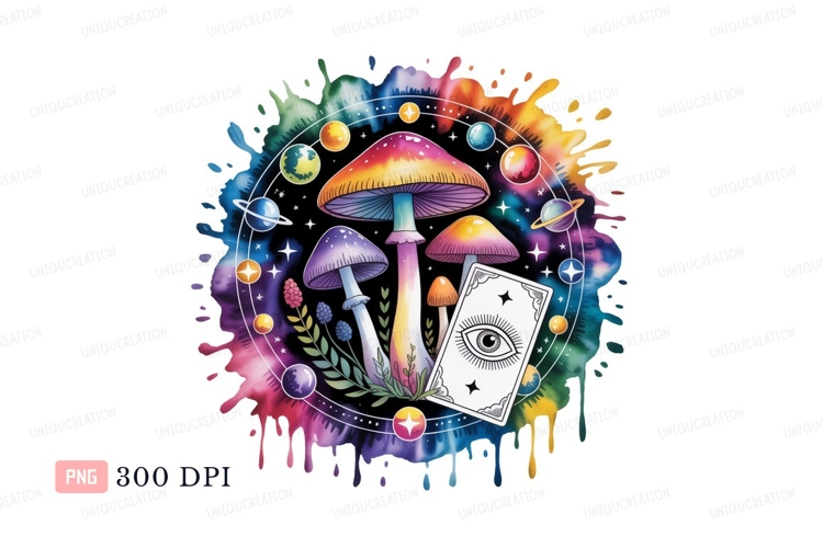 Psychedelic mushrooms celestial tarot cosmic