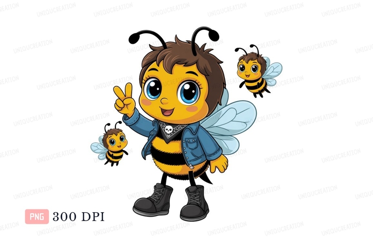 Cute bee with babies insect baby