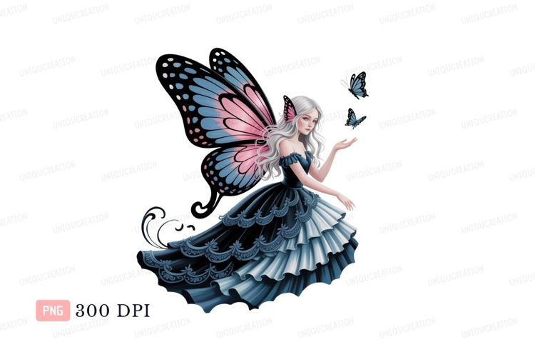 Elegant fairy with butterfly wings and dress image