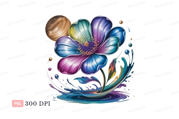 Iridescent Flower Splash water purple