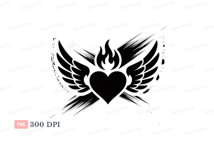 Flaming winged heart wings flame
