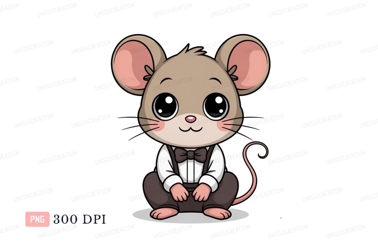 Cute mouse wearing bow tie and suspenders rodent animal