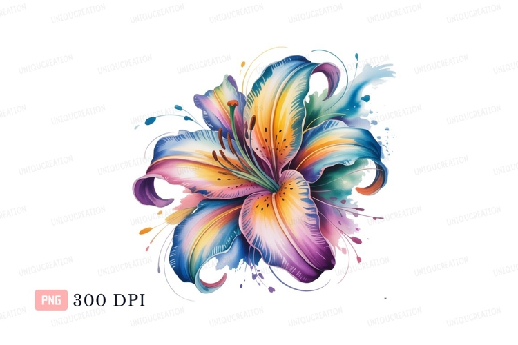 Vibrant multicolored lily flower C L I P A R T petals