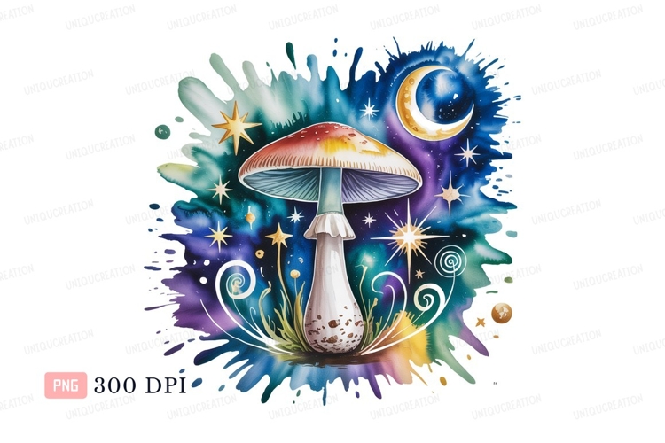 Celestial mushroom moon stars fantasy