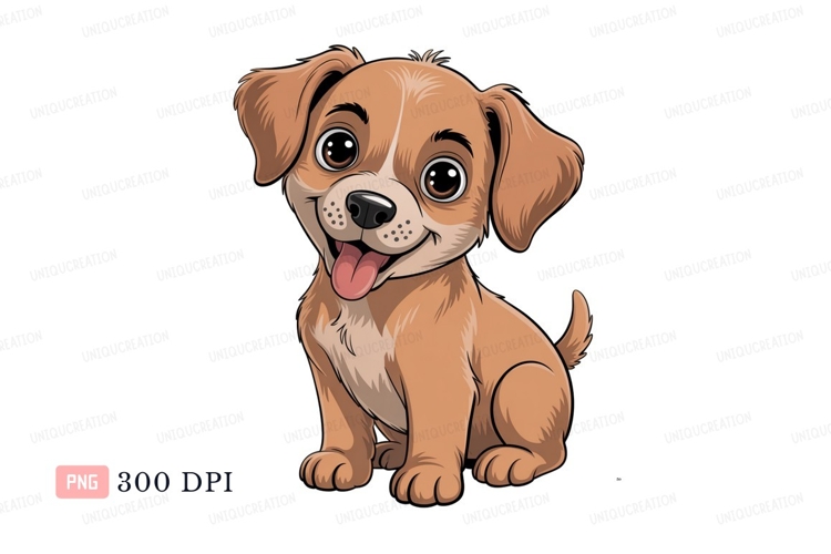 Adorable puppy with floppy ears and wagging tail canine