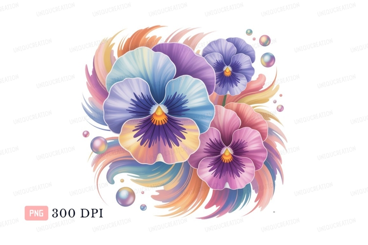 Pastel pansies floral design C L I P A R T flowers