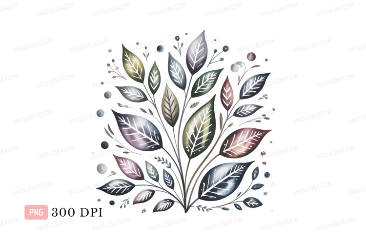Watercolor Leaves Clipart Image 5