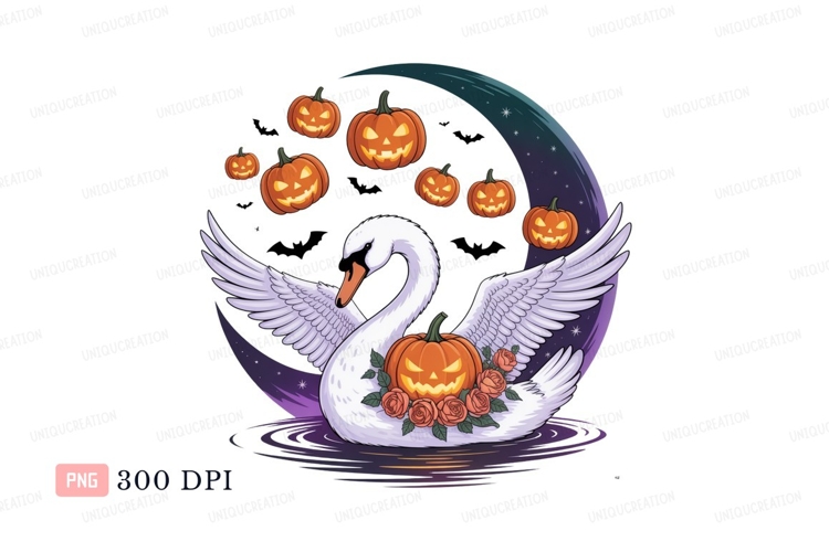 White swan halloween pumpkins moon jackolantern