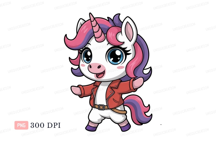 Cute unicorn wearing jacket fantasy cartoon