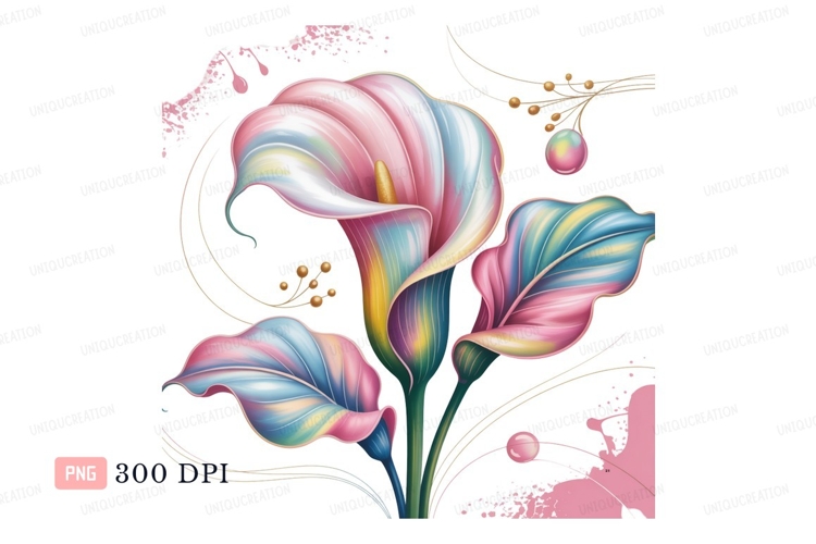 Rainbow calla lilies with gold accents lily flower