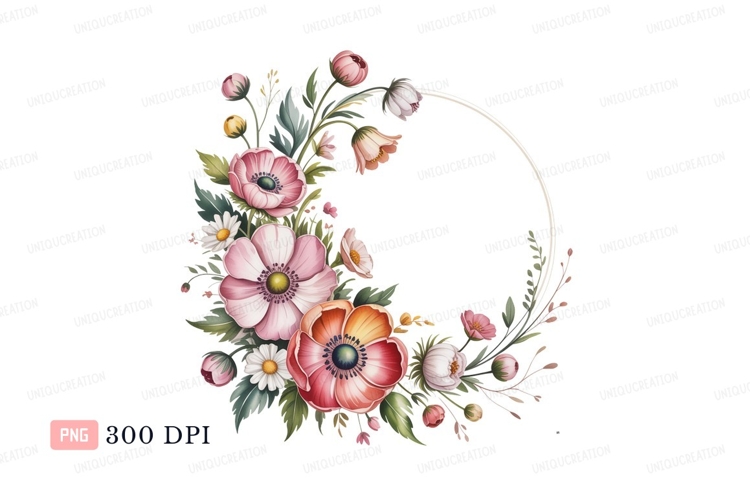 Floral wreath with pink and orange flowers image