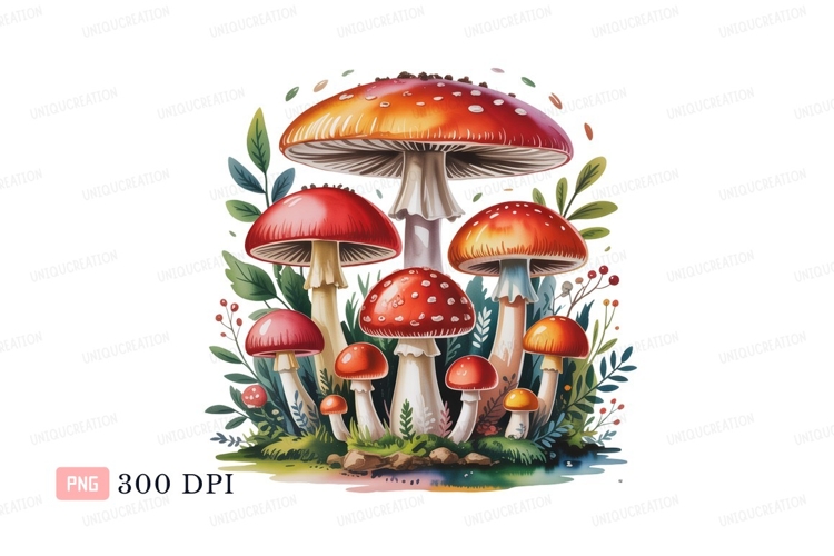 Red Mushrooms Forest Clipart nature plants