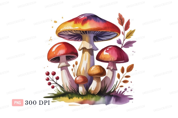 Colorful mushrooms forest flora nature fungi