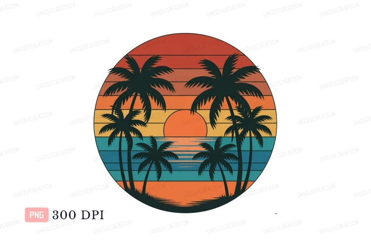 Sunset Palm Trees Ocean View water