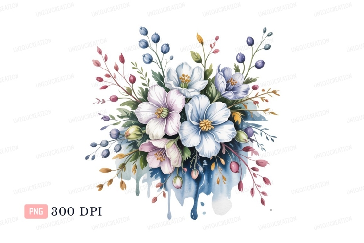 Blue Flowers Clipart Image 2
