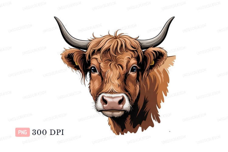 Highland cow portrait brown fur bull animal