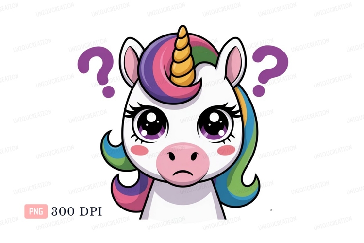 Confused Unicorn With Question Marks fantasy magic