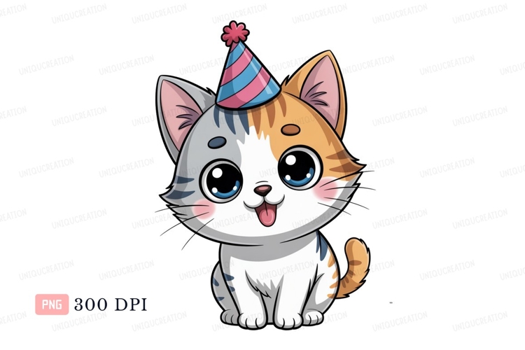 Cute kitten wearing party hat image