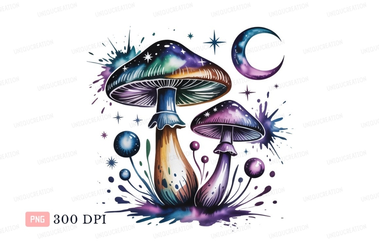 Cosmic mushrooms celestial moon stars image