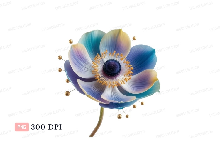 Blue purple yellow flower petals gold beads image