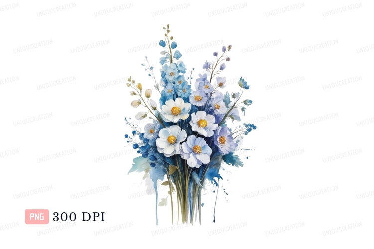 Blue Flowers Clipart Image 4