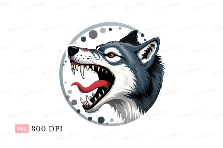 Fierce wolf snarling red eyes sharp teeth animal predator