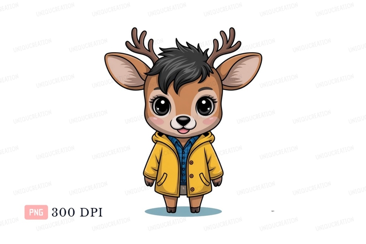 Cute deer wearing yellow coat fawn animal