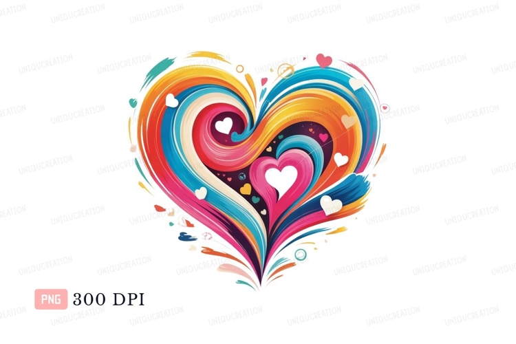 Colorful heart abstract swirls love