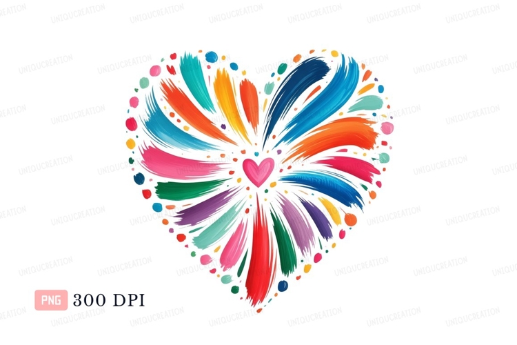 Colorful heart burst with dots abstract