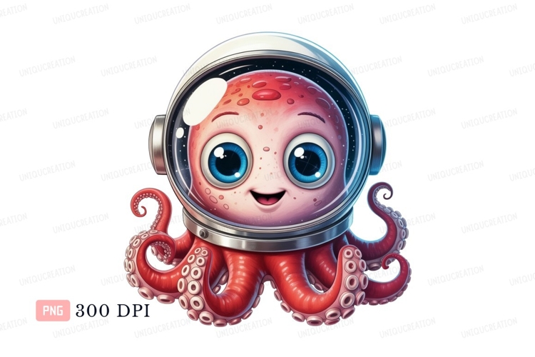 Cute octopus astronaut space cartoon