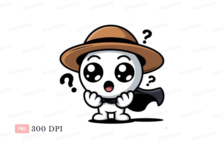 Round character wearing hat and scarf brown