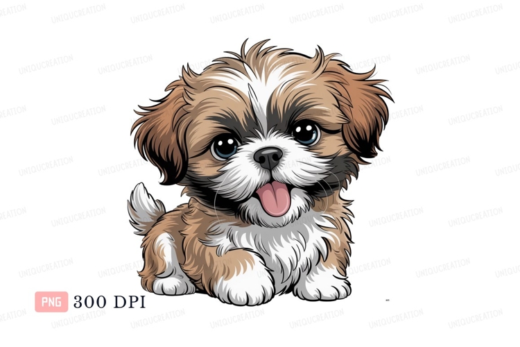 Fluffy brown white puppy dog canine animal